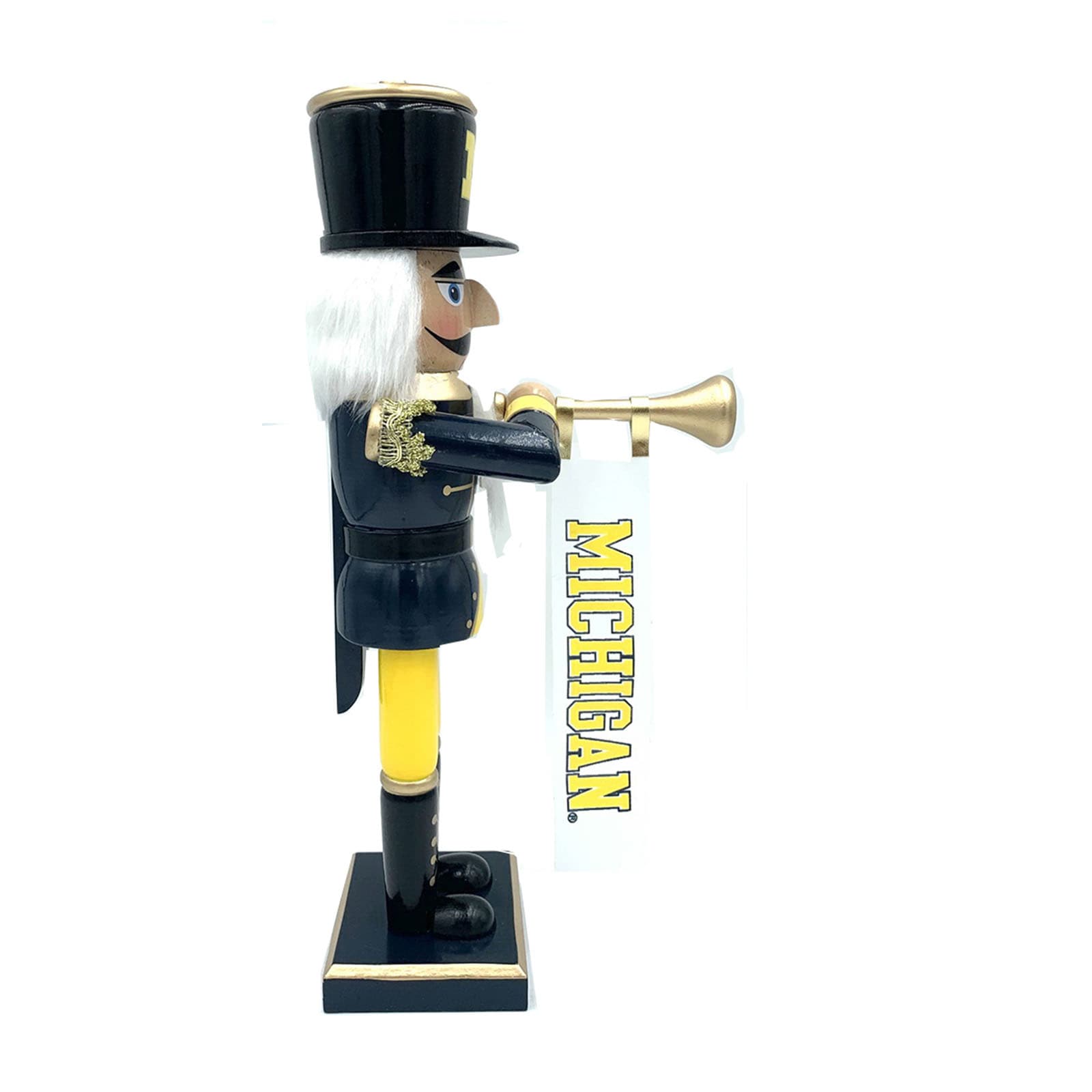 Alt View 1. Santa's Workshop - Michigan Wolverines 14" Bugler Nutcracker - Blue.