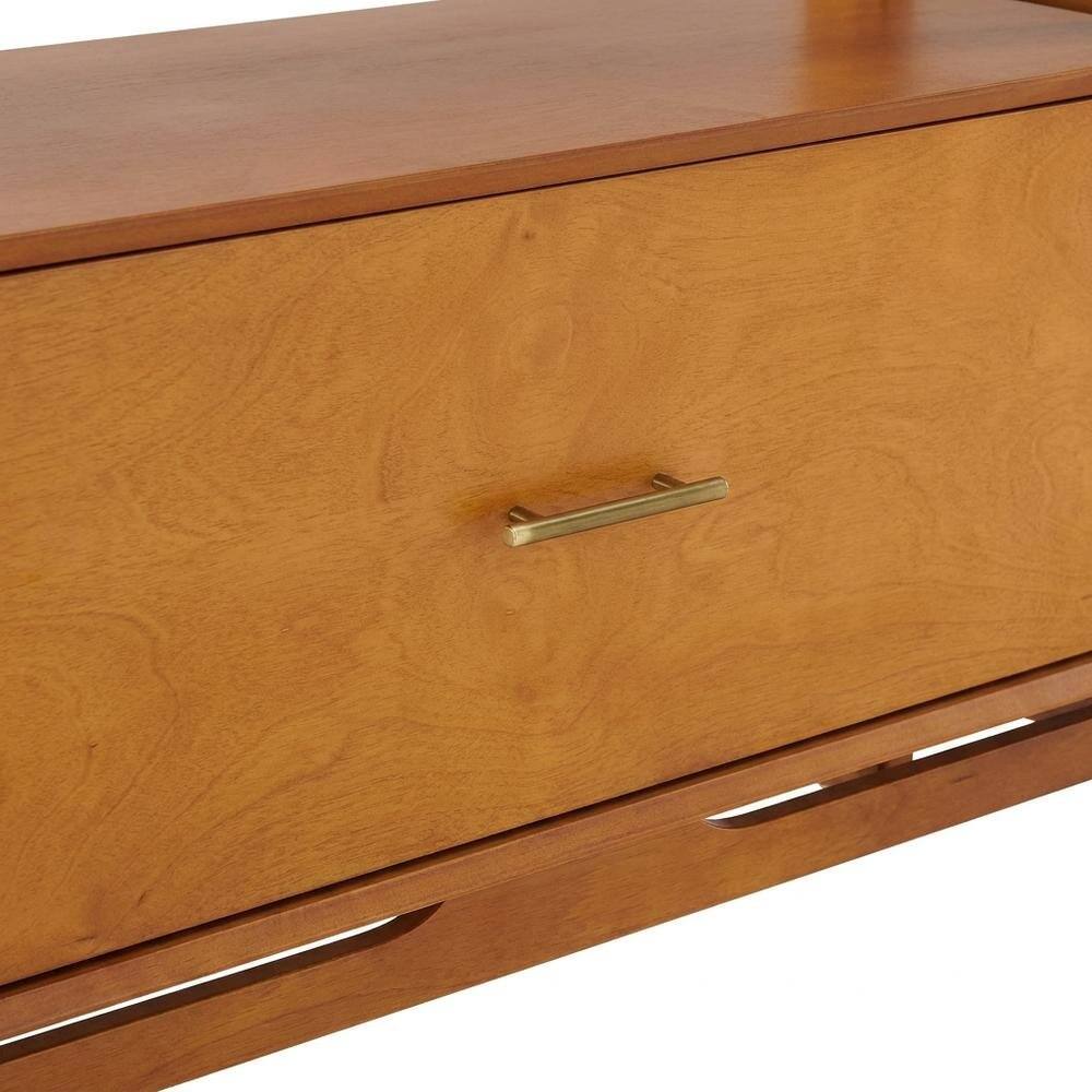 Alt View 3. FurniFact - Large Acorn Finish Freestanding Shelves with Anti-Tip Hardware - Acorn.