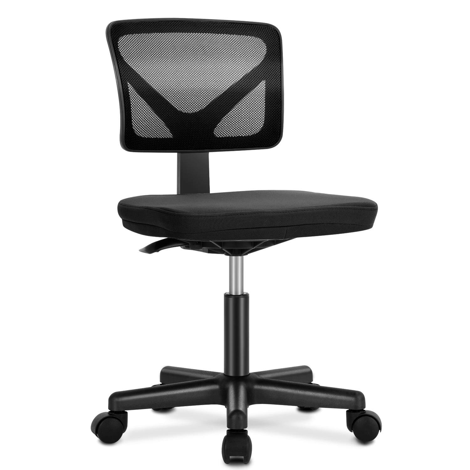 Front. AOITUN - Home Office Desk Chair, Armless Mesh Computer Chair for Small Space, Swivel Adjustable Low Back for Teens/Adults, Black - Black.