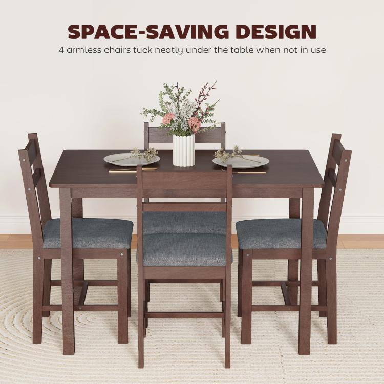 SPACE-SAVING DESIGN  
4 armless chairs tuck neatly under the table when not in use