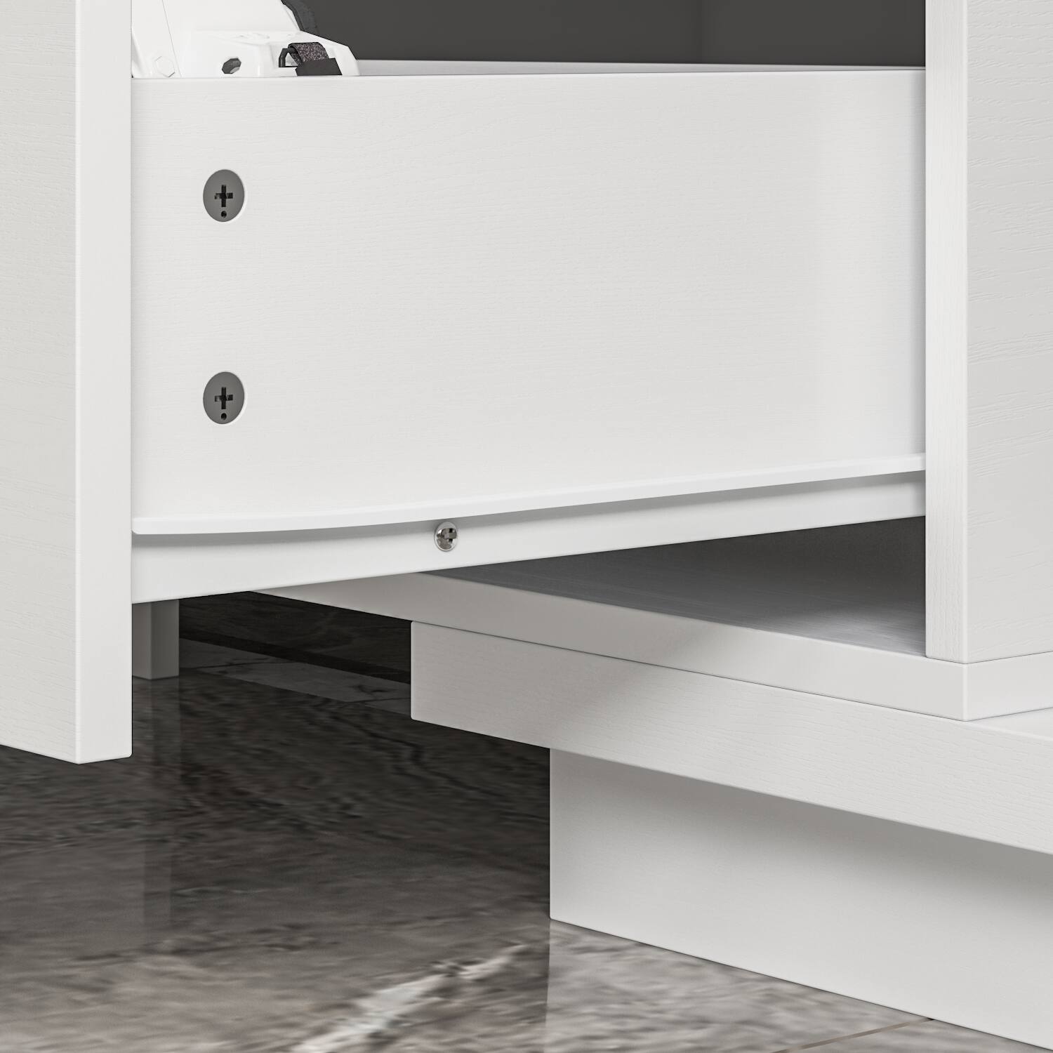 Alt View 4. FUFU&GAGA - TV Stand for 80 Inch TV, Modern Entertainment Center with Storage Cabinets and Drawers, Media Console for Living Room - White.