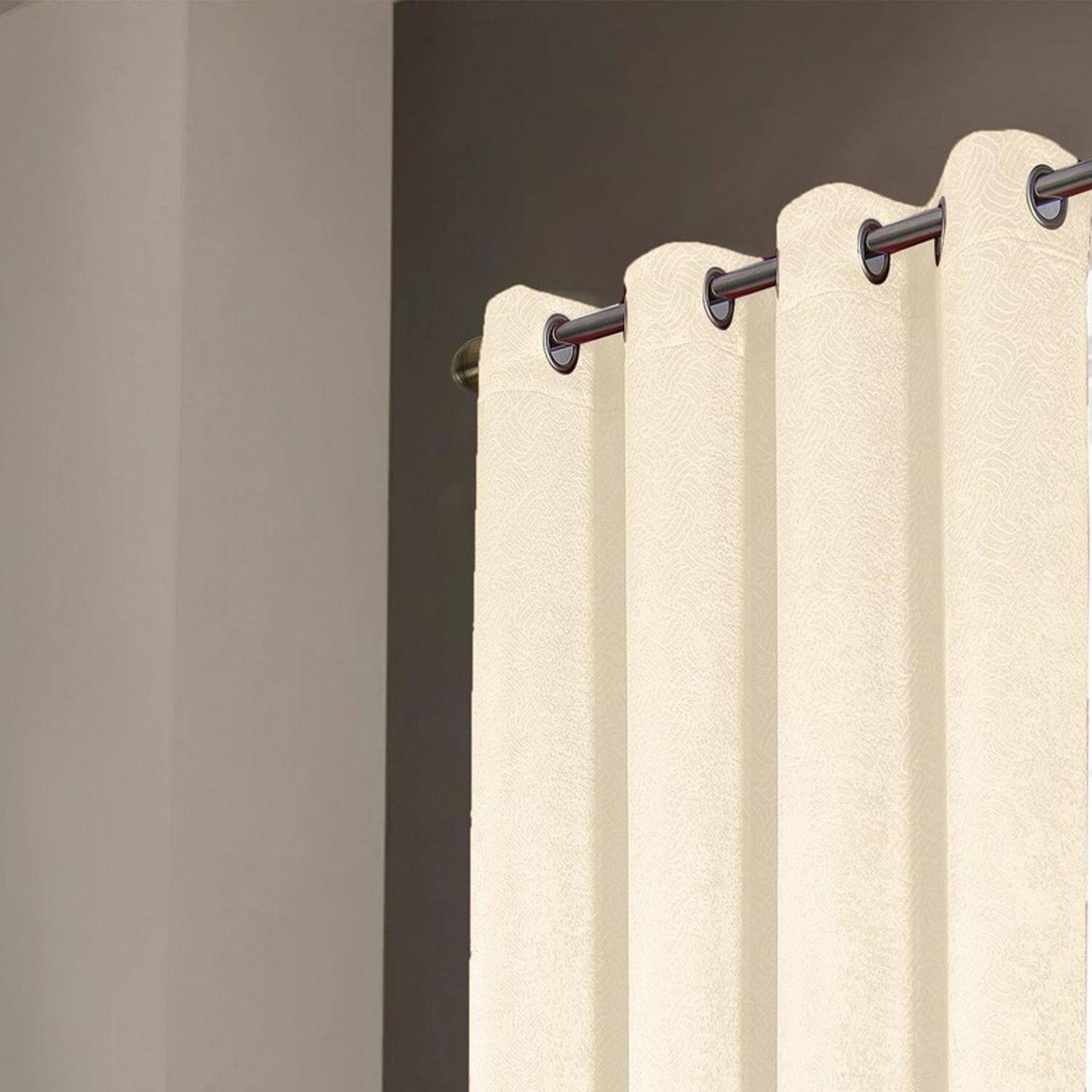 Angle. RT Designers Collection - RT Designers Nellie Embossed Blackout Grommet Curtain Panel - Ivory - Ivory.