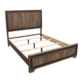 Manhattan Lane - Modern Queen Size Bed w Tall Panel Headboard, Rustic Brown Wood - Oak Brown