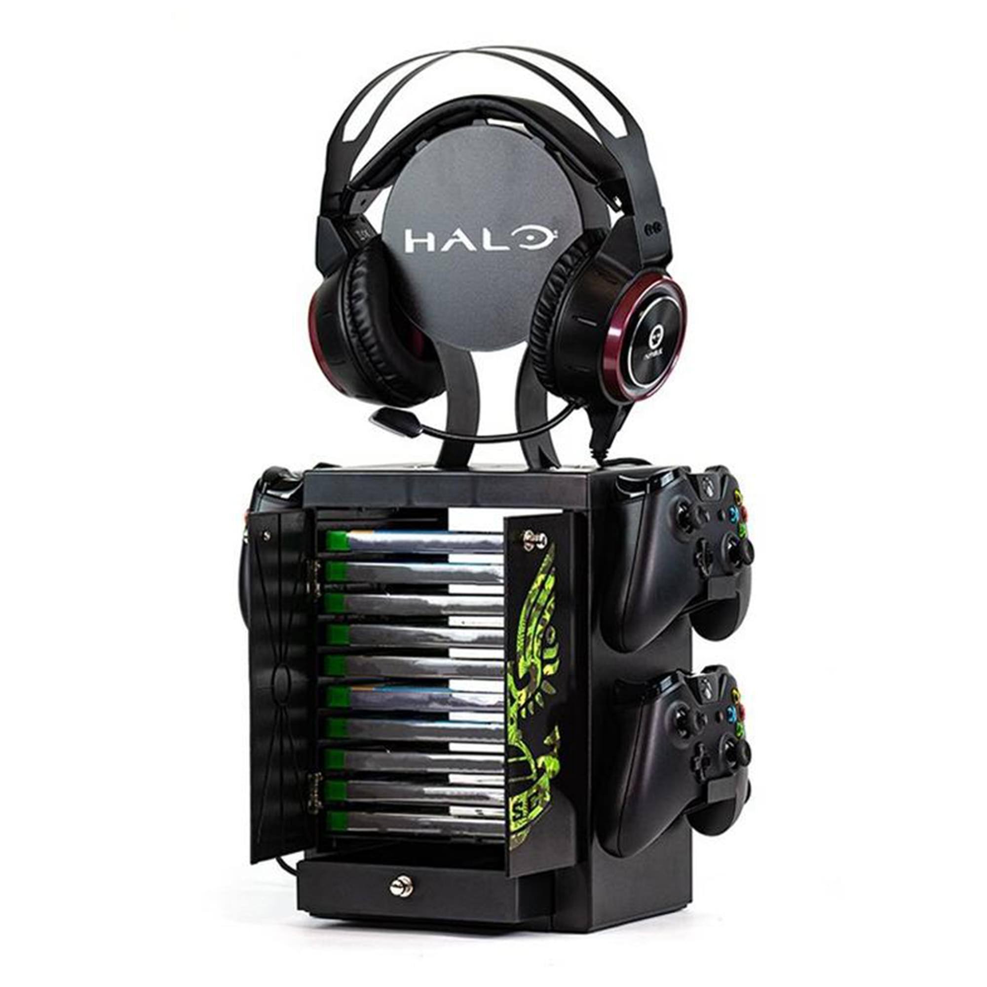 Alt View 2. Rubber Road - Halo Game Locker, Controller Holder, and Headset Stand - Black.