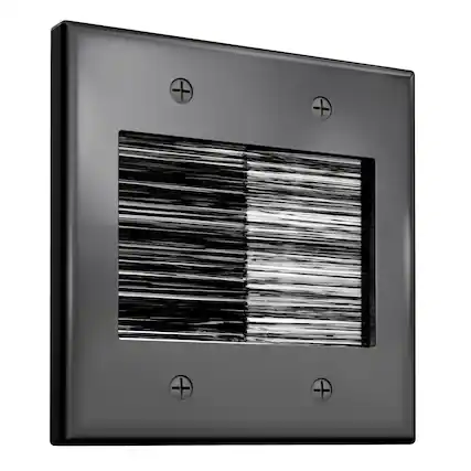 Front. Fosmon - 2-Gang Brush Wall Plate Wire Hider, Ethernet Wall Plate Cover, Cable Pass Through Wall Plate for Speaker Coaxial HDMI - Black.