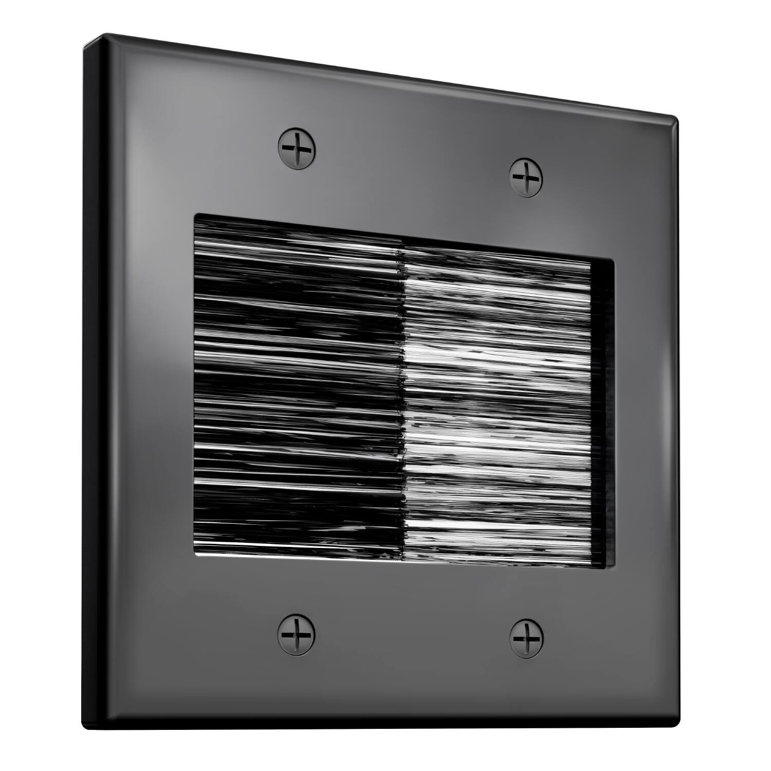 Front. Fosmon - 2-Gang Brush Wall Plate Wire Hider, Ethernet Wall Plate Cover, Cable Pass Through Wall Plate for Speaker Coaxial HDMI - Black.