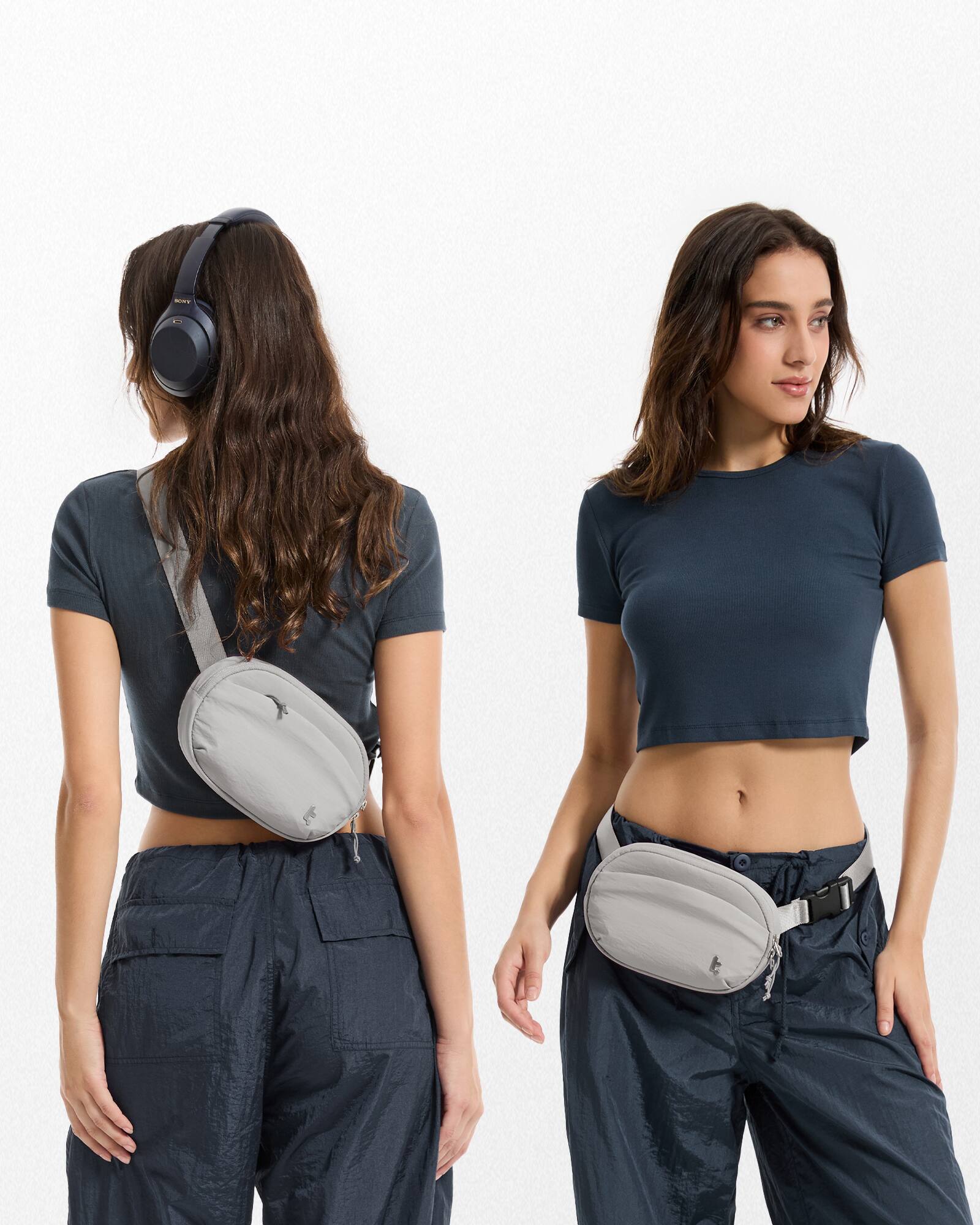Alt View 16. tomtoc - SlingBean-T32 1.5L Sling Bag with RFID Blocking, Belt Bag Fanny Pack Waist Bag Crossbody Bag for Travel, Everyday - Gray.