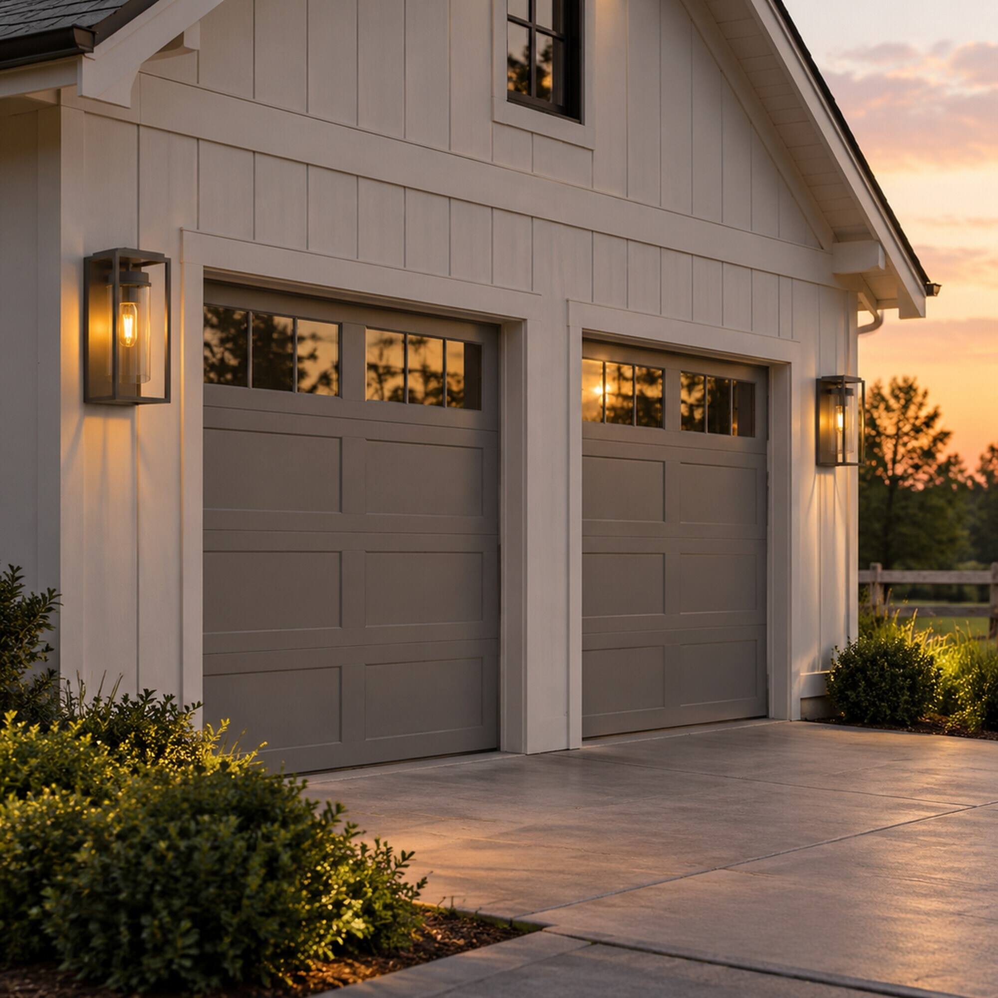 Alt View 2. RYHNUYNE - Dusk To Dawn 12.4 In Outdoor Wall Sconce, Waterproof Modern Exterior Light Fixture for House Porch Garage Black - Black.