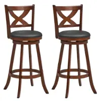 Costway - Set of 2 Bar Stools 30" Classic Bar Height Swivel Chairs for Kitchen Pub - Black/Brown - Front_Zoom