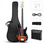Front. Winado - Electric Bass Guitar with 20Watt Amplifier, 4 String Right Handed Electric Bass Kit for Beginner & Professionals W/ Bag.