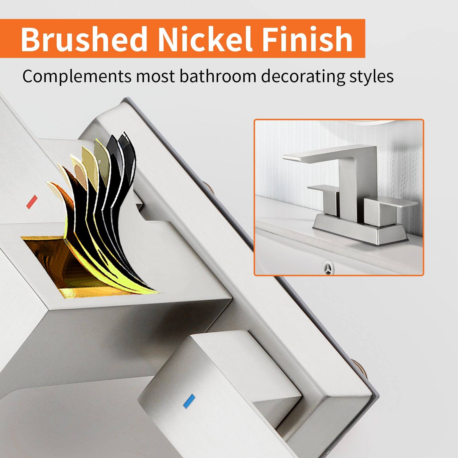 Brushed Nickel Finish  
Complements most bathroom decorating styles