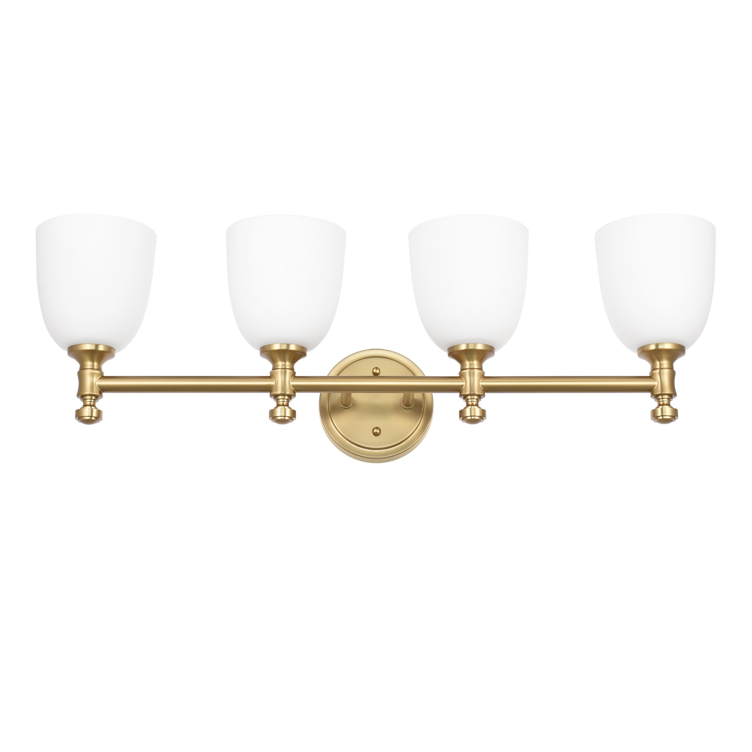 Back. Comfort Essence - Bathroom Vanity Light Fixtures Over Mirror Traditional Lights For Living Room Milk Bell Glass Shades Standa - Aged Brass 3-Light.