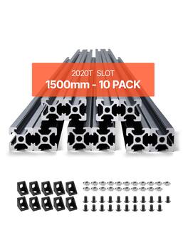 VEVOR - 10PCS 59 in (1500 mm) T Slot 2020 Aluminum Extrusion Profile, European Standard Anodized Linear Rail, High-Strength - Black