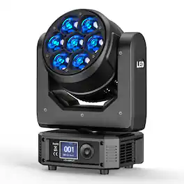 UKing - 350W Moving Head Stage Lighting RGBW Wash 7LED DMX Mini Light DJ Disco Lights
