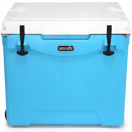 SereneLife - Ultra-Tough 75 Quart Rotomolded Cooler Box with Wheels, Holds Upto 104 Cans, Keeps Ice Up to 5 Days - Blue
