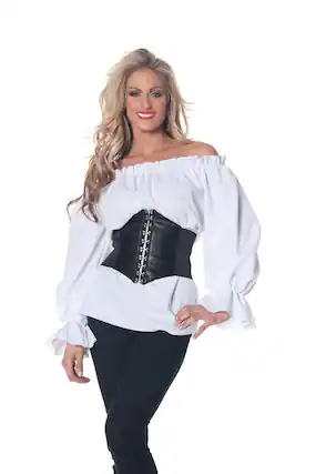 Front. Underwraps - Renaissance Long Sleeve White Blouse Adult Medium - White.