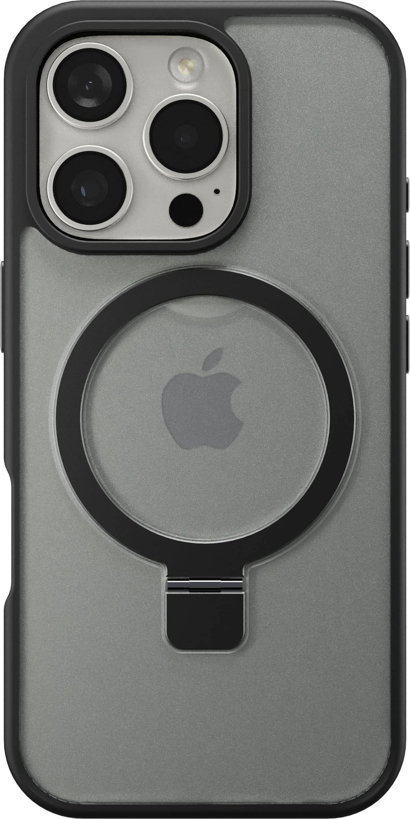 Angle. Insignia™ - Hard-Shell Case with MagSafe Kickstand for iPhone 16 Pro - Black.