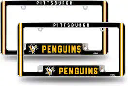 Rico Industries - Pittsburgh NHL Penguins (Set of 2) Chrome Metal License Plate Frames with Bold Full Frame Design - Multi