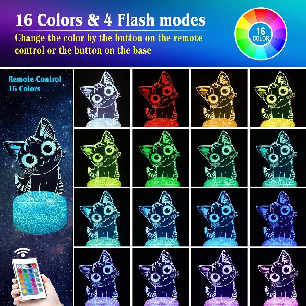 16 Colors & 4 Flash modes  
Change the color by the button on the remote control or the button on the base  

Remote Control  
16 Colors
