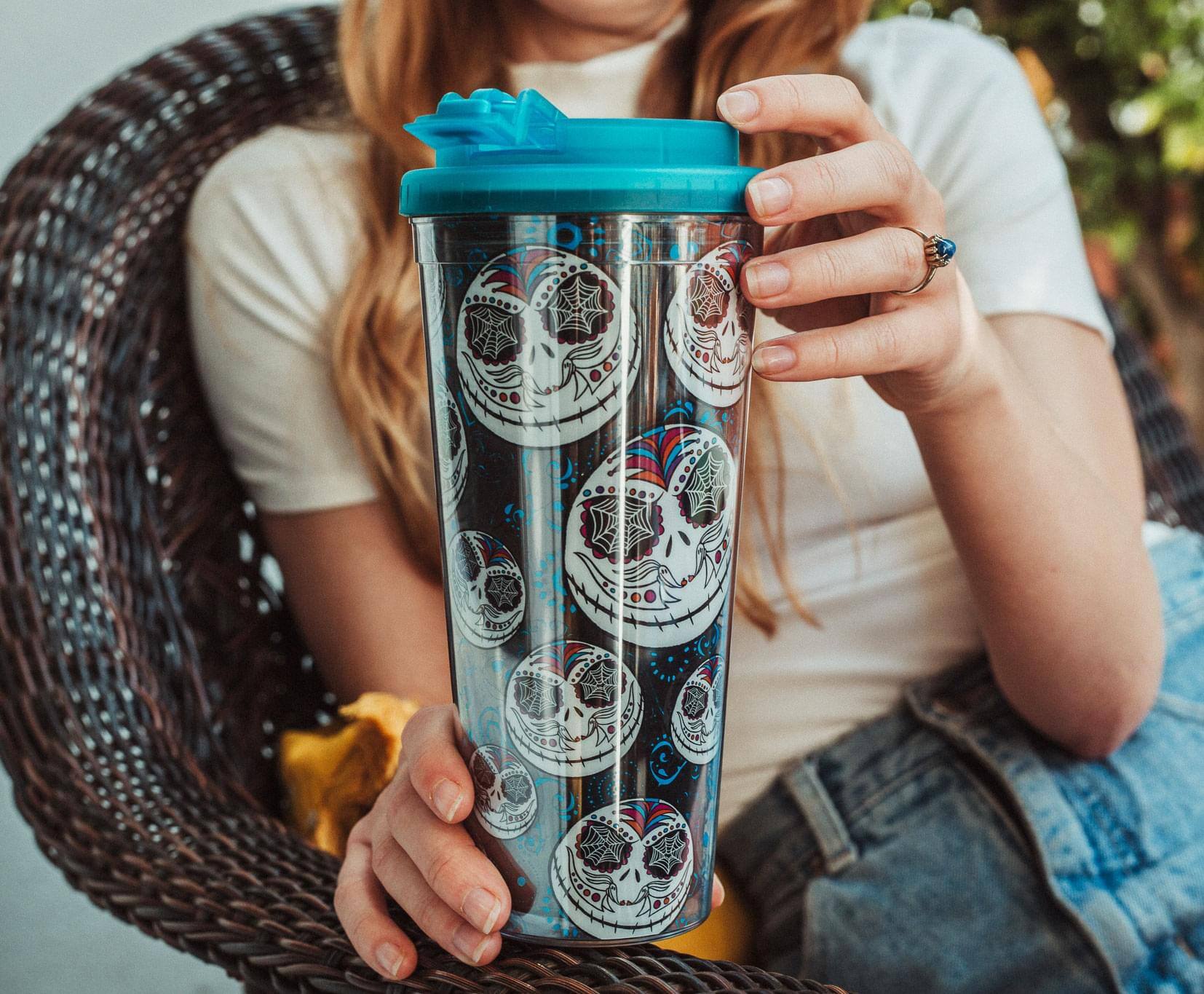 Alt View 4. Disney - Disney The Nightmare Before Christmas Jack Sugar Skull Plastic Travel Tumbler - Black.