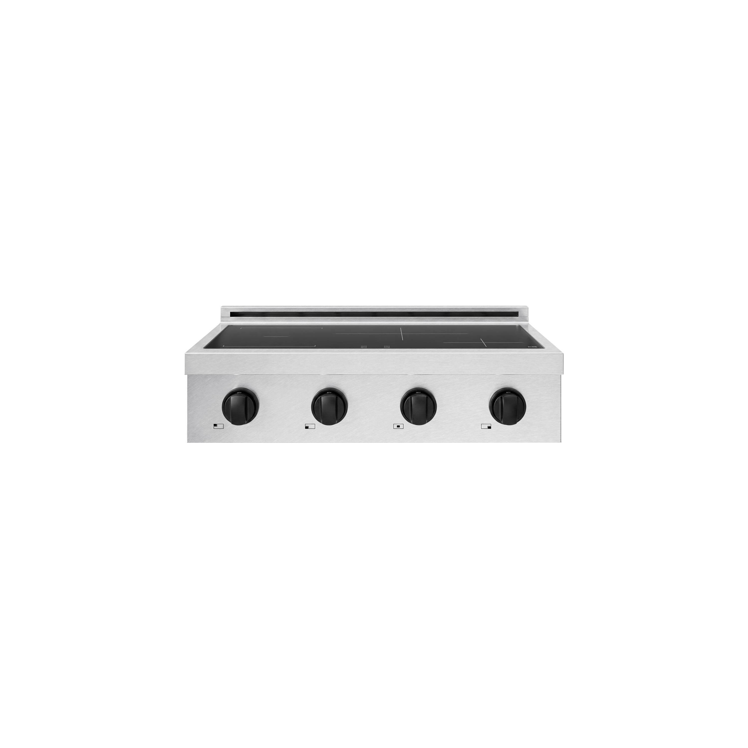 Front. ZLINE - Autograph 30 in. Paramount Built-in Induction Rangetop with 4 Element Cooktop in Satin Steel & Matte Black Accents - Satin Stainless Steel.
