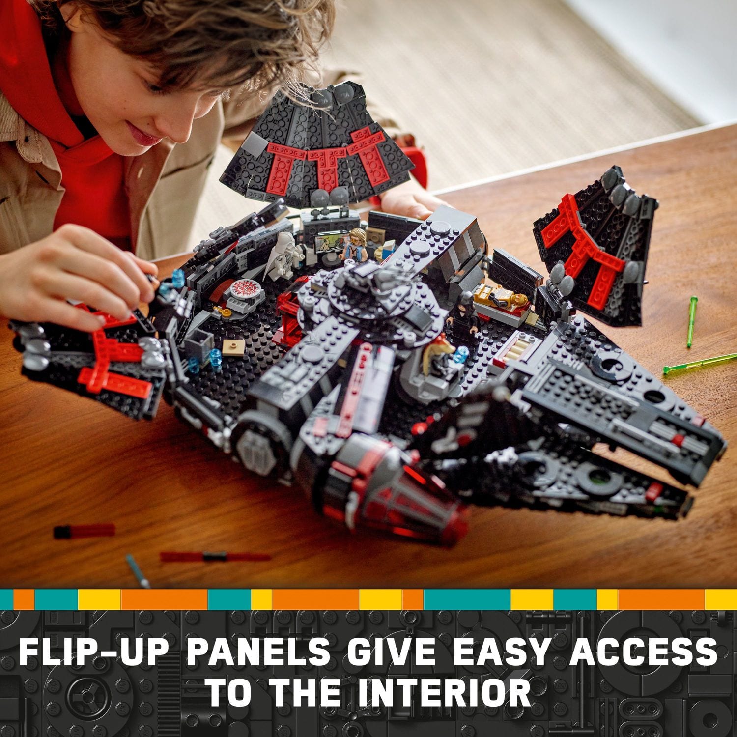 Flip-up panels give easy access to the interior.