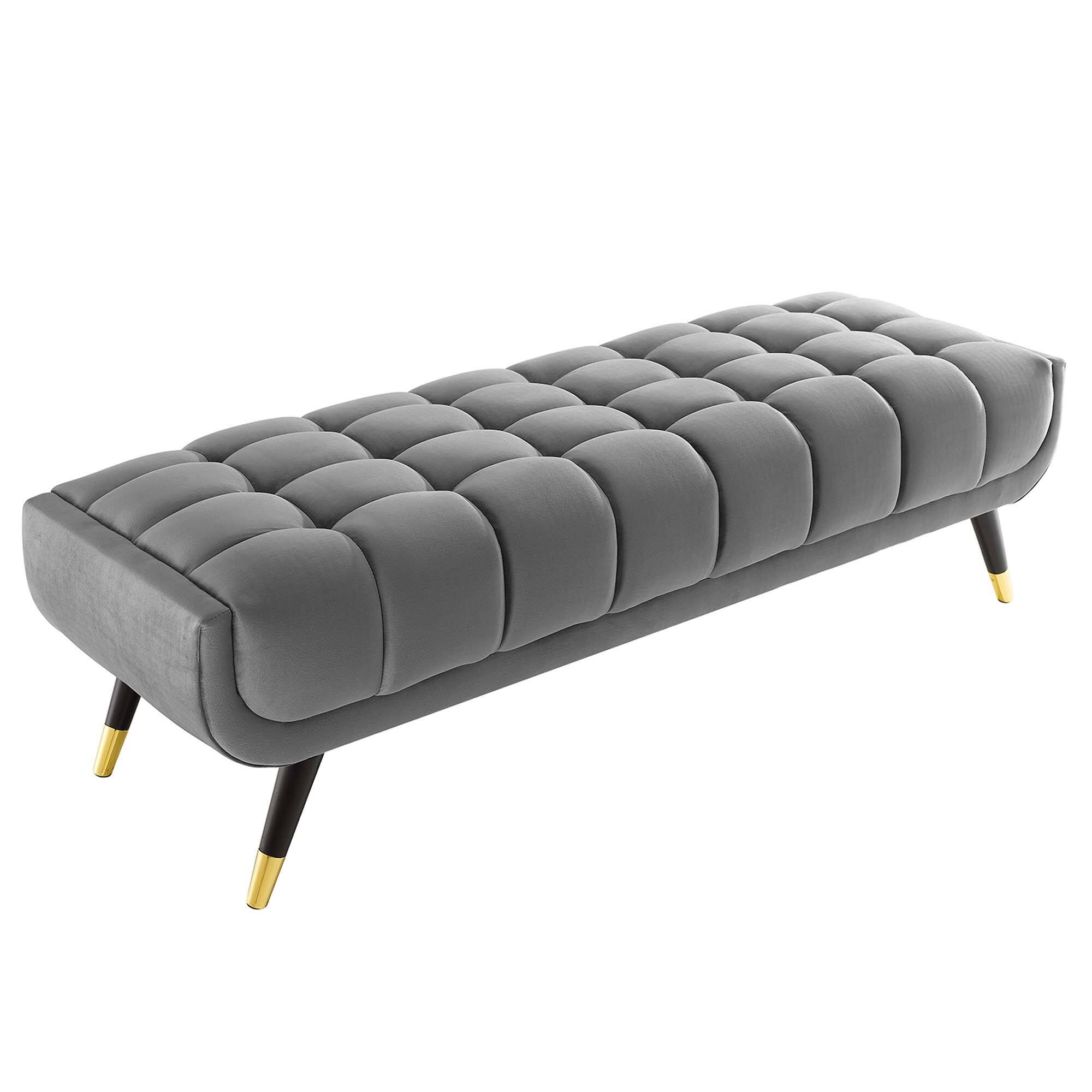 Alt View 4. Modway - Adept 60" Performance Velvet Bench by Modway - Gray.