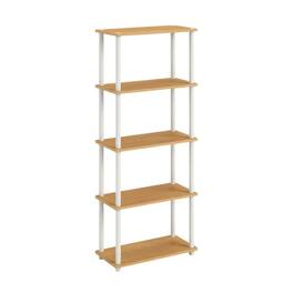 FurniFact - Wooden Bookcase with Open Shelving for Modern Storage and Display - Beech/White