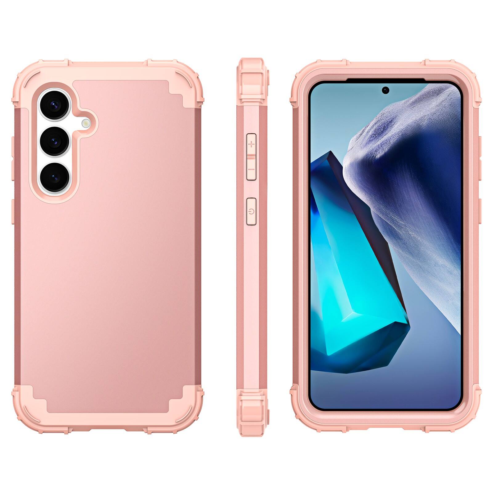 Alt View 1. Dteck - Case for Samsung Galaxy S25+/S25 Plus,Shockproof Soft Silicone Bumper Hard PC Back Cover,3-Layers Protective Shell - Rosegold.