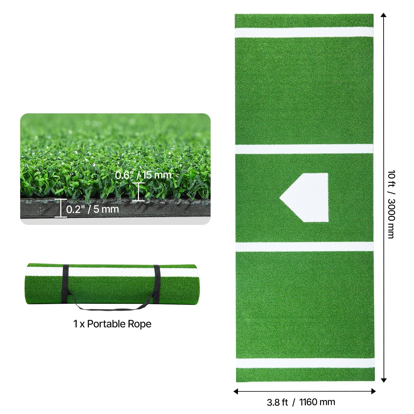 - 0.6" / 15 mm
- 0.2" / 5 mm
- 10 ft / 3000 mm
- 3.8 ft / 1160 mm
- 1 x Portable Rope