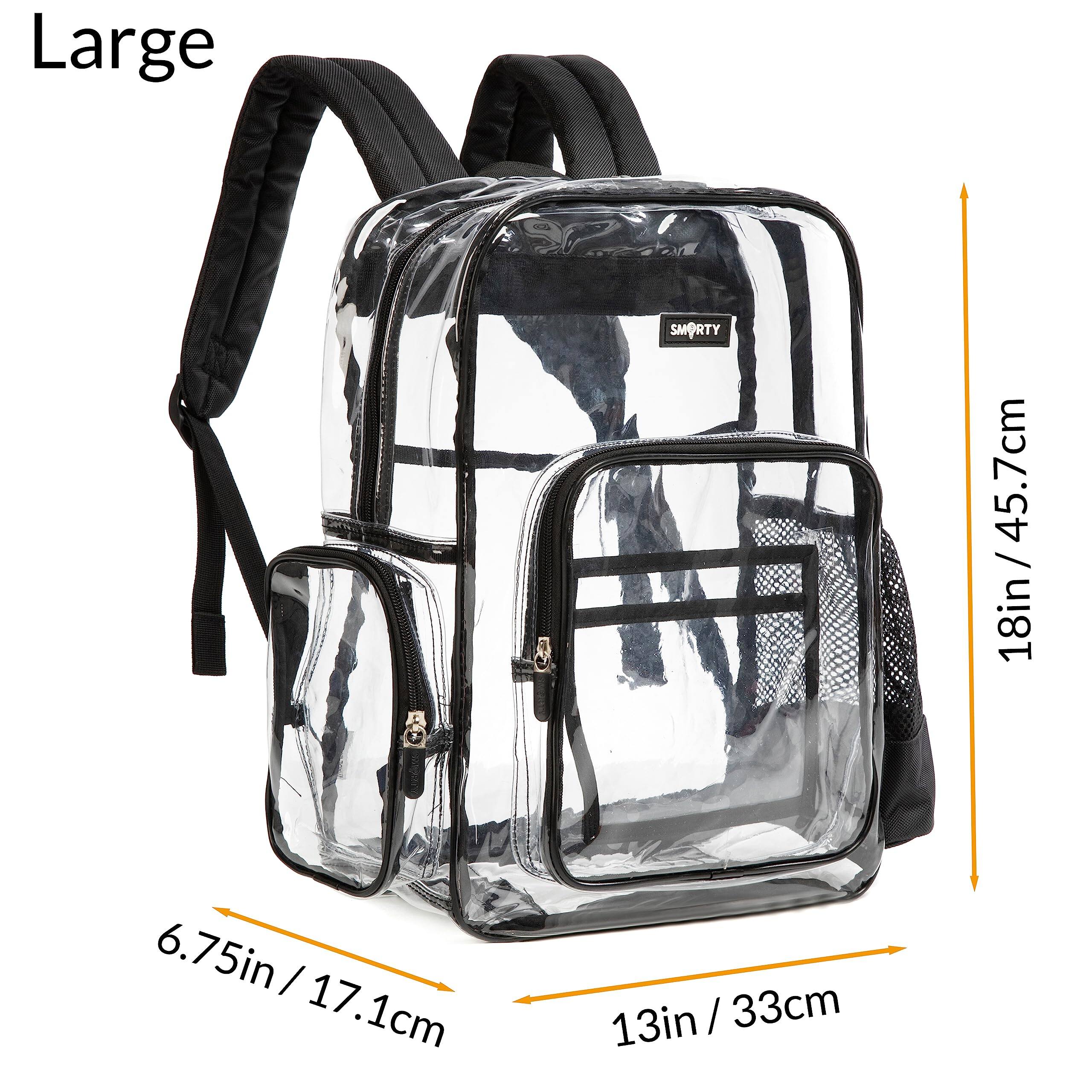 Left. Cozy Serene - Clear Bag Heavy Duty Backpack Durable Transparent See Through - Large, Black.