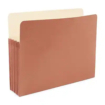 Front. Staples - Reinforced File Pocket, 3.5" Expansion, Letter Size, Brown, 25/Box - Brown.