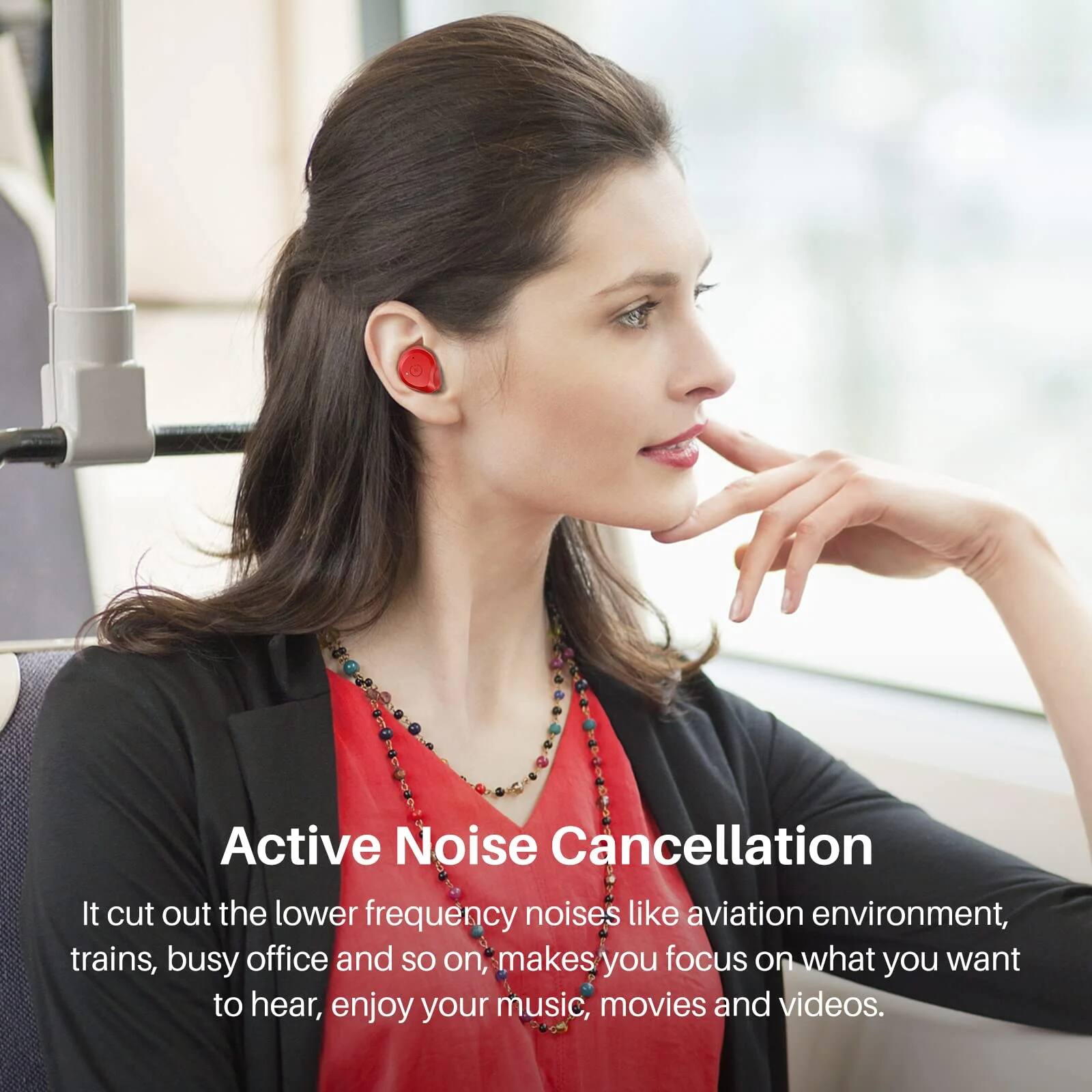 Active Noise Cancellation

It cuts out the lower frequency noises like aviation environment, trains, busy office and so on, makes you focus on what you want to hear, enjoy your music, movies and videos.