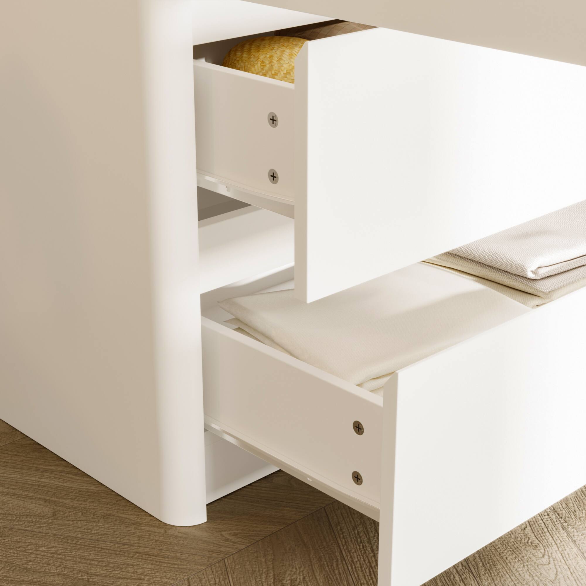Alt View 4. FUFU & GAGA - Luxury Nordic Wardrobe Closet, Modern Large Storage Cabinet with Hanging Rods, Drawers, Shelves & Safety Features - White.