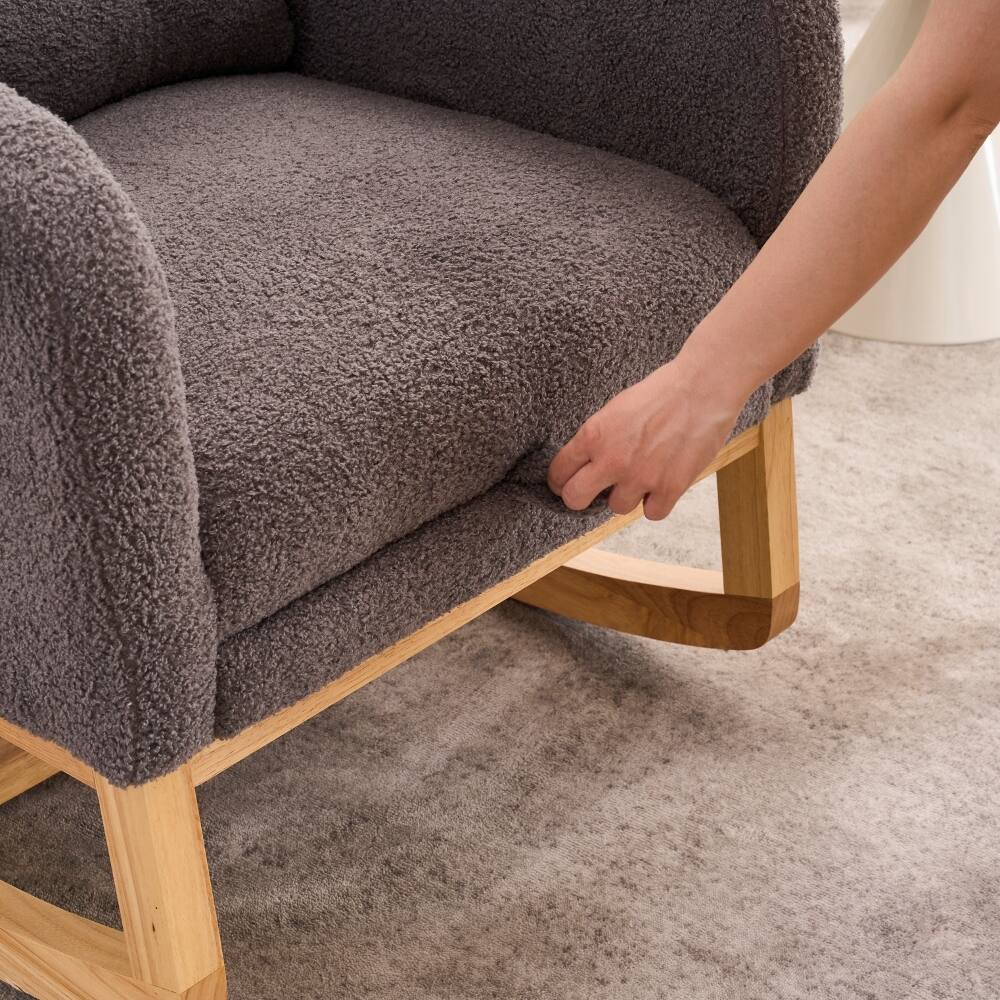 Alt View 1. Loheer - Loheer Dark Gray Accent Rocking Chair High Back Nursery Rocker with Footrest Rubber Wood Legs for Living Room - Dark Gray.