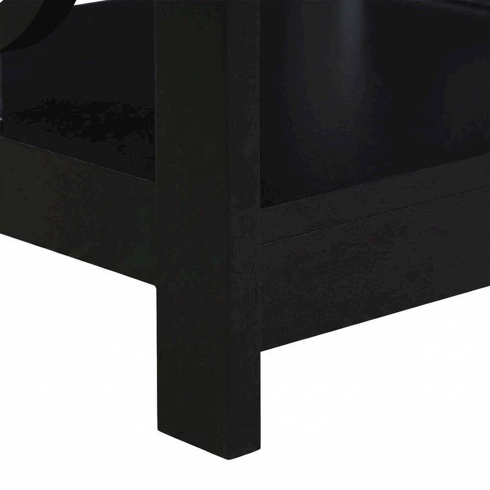 Alt View 3. FurniFact - Black wooden end table with modern design and sleek finish - Black.