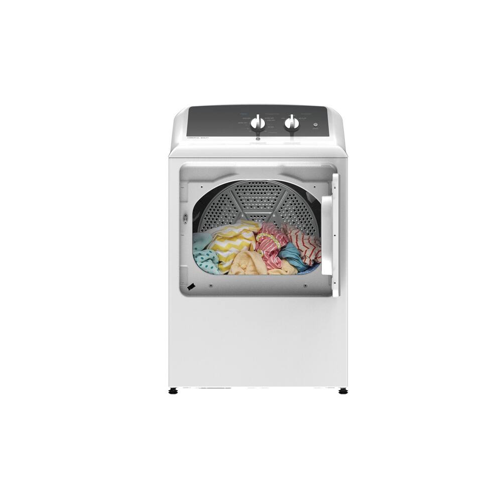 Left. GE - 6.2 Cu. Ft Commercial Style Electric Dryer With Even Airflow - White - White.