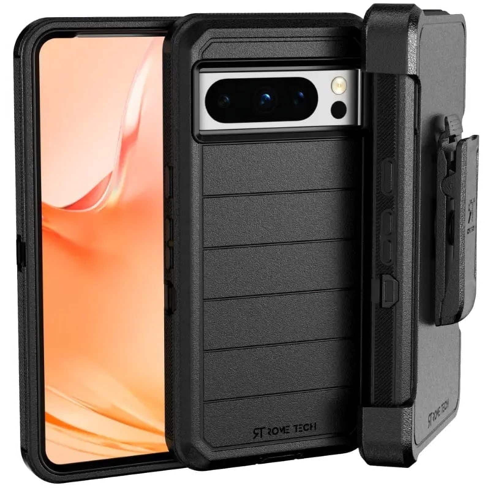 RomeTech - Defender Case with Screen Protector for Google Pixel 8 Pro - Black