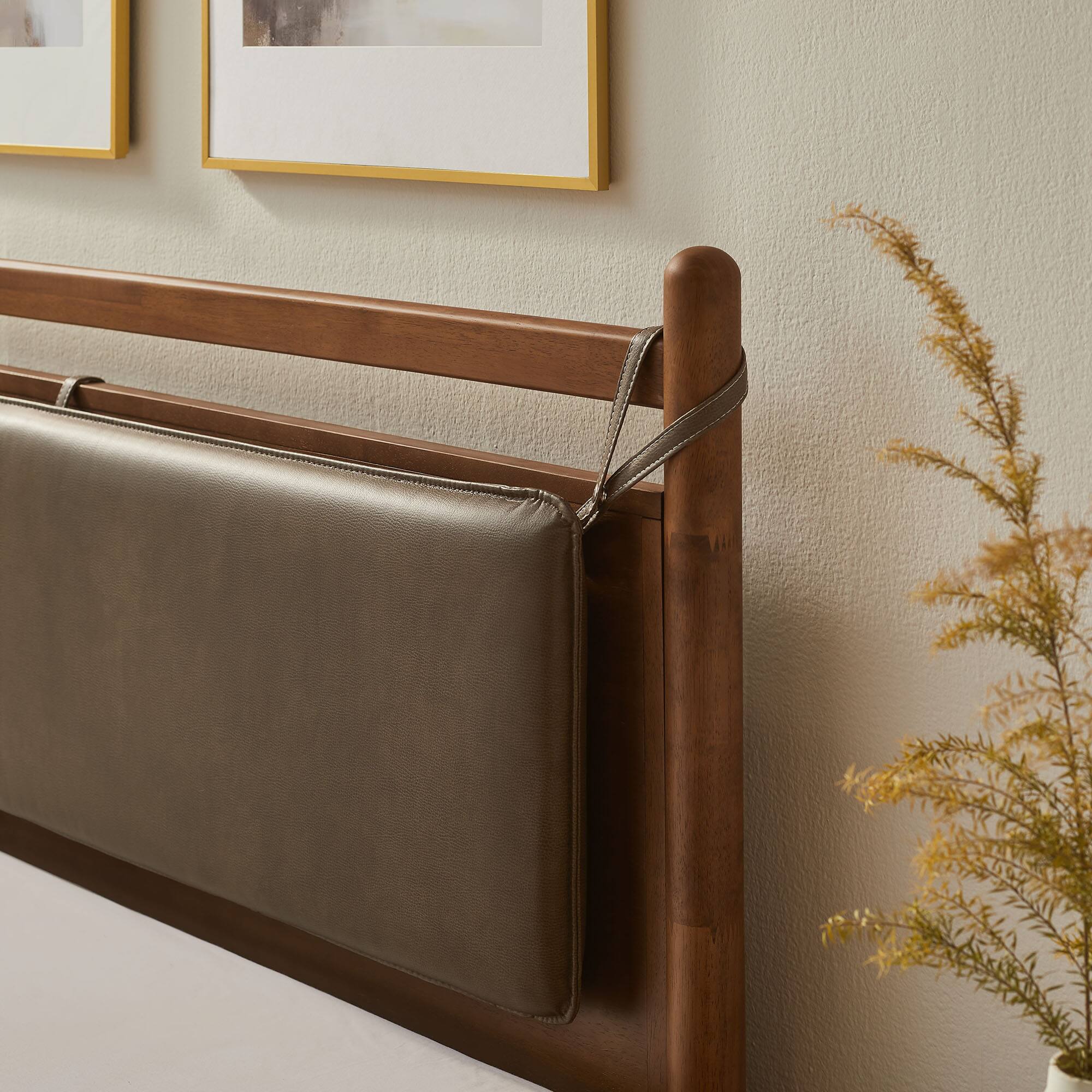Alt View 1. Modway - Leni Wood Platform Bed Frame by Modway - Walnut Mushroom.