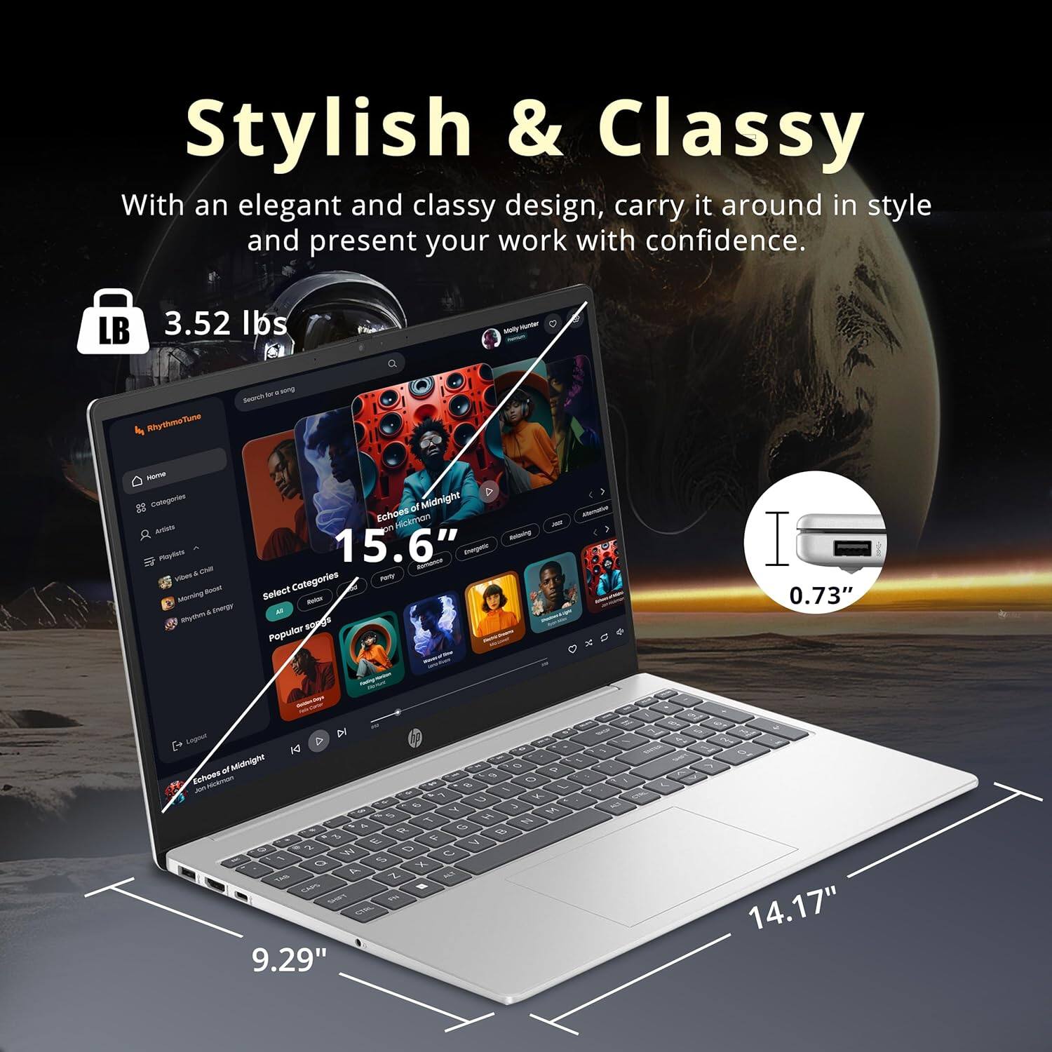 Stylish & Classy With an elegant and classy design, carry it around in style and present your work with confidence. LB 3.52 Ibs - 15.6" - 9.29" - 14.17" - 0.73"