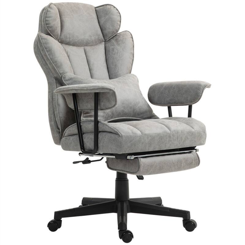 Alt View 6. HTUTWOO - Massage Executive Office Chair - 6-Point Heated Reclining Desk Chair, 400LBS Big and Tall, Foot Rest, Lumbar Support - Gray.