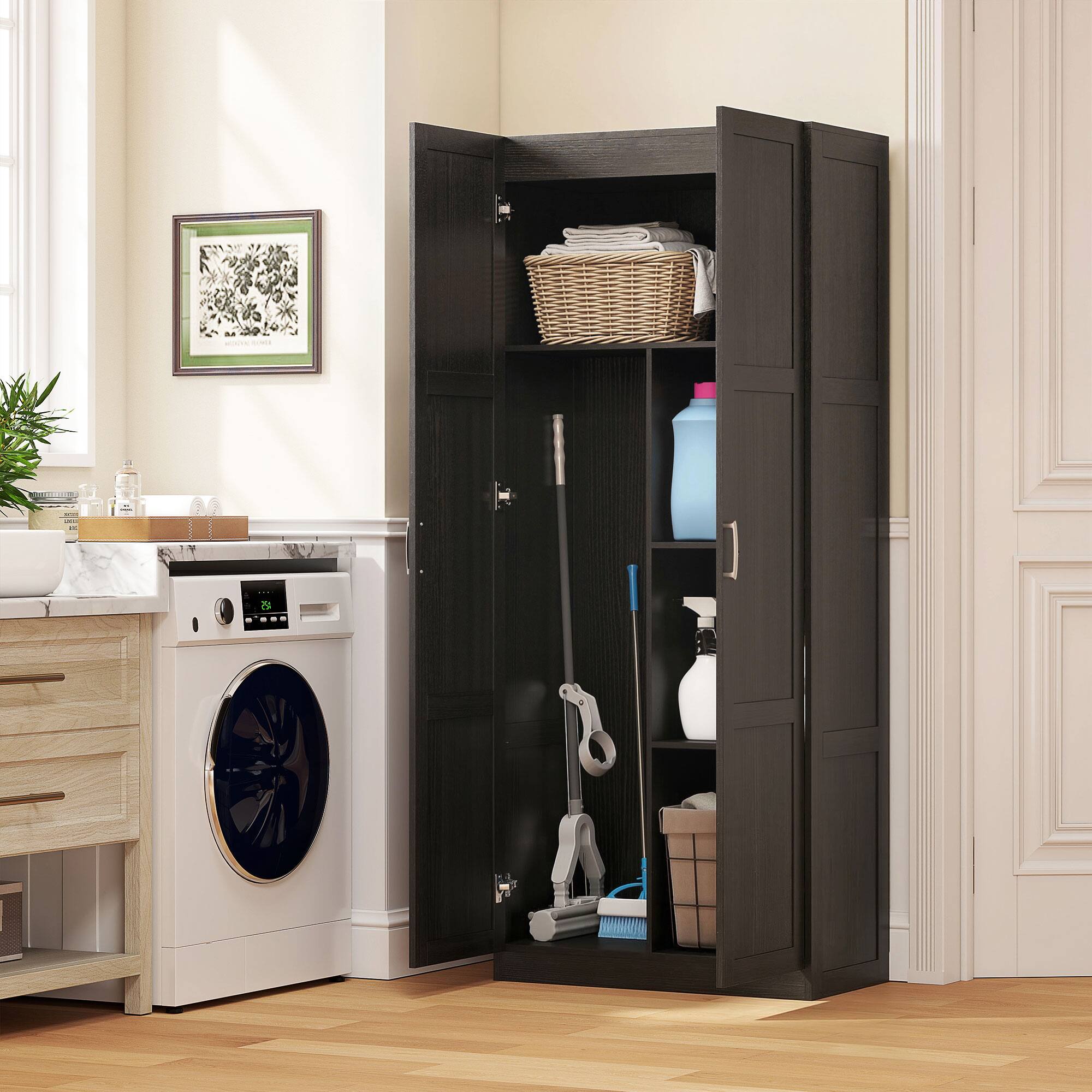 Alt View 7. Homcom - Pantry Cabinet, 71" Tall Kitchen Pantry Storage Cabinet with Soft-Close Hinges - Dark Brown.