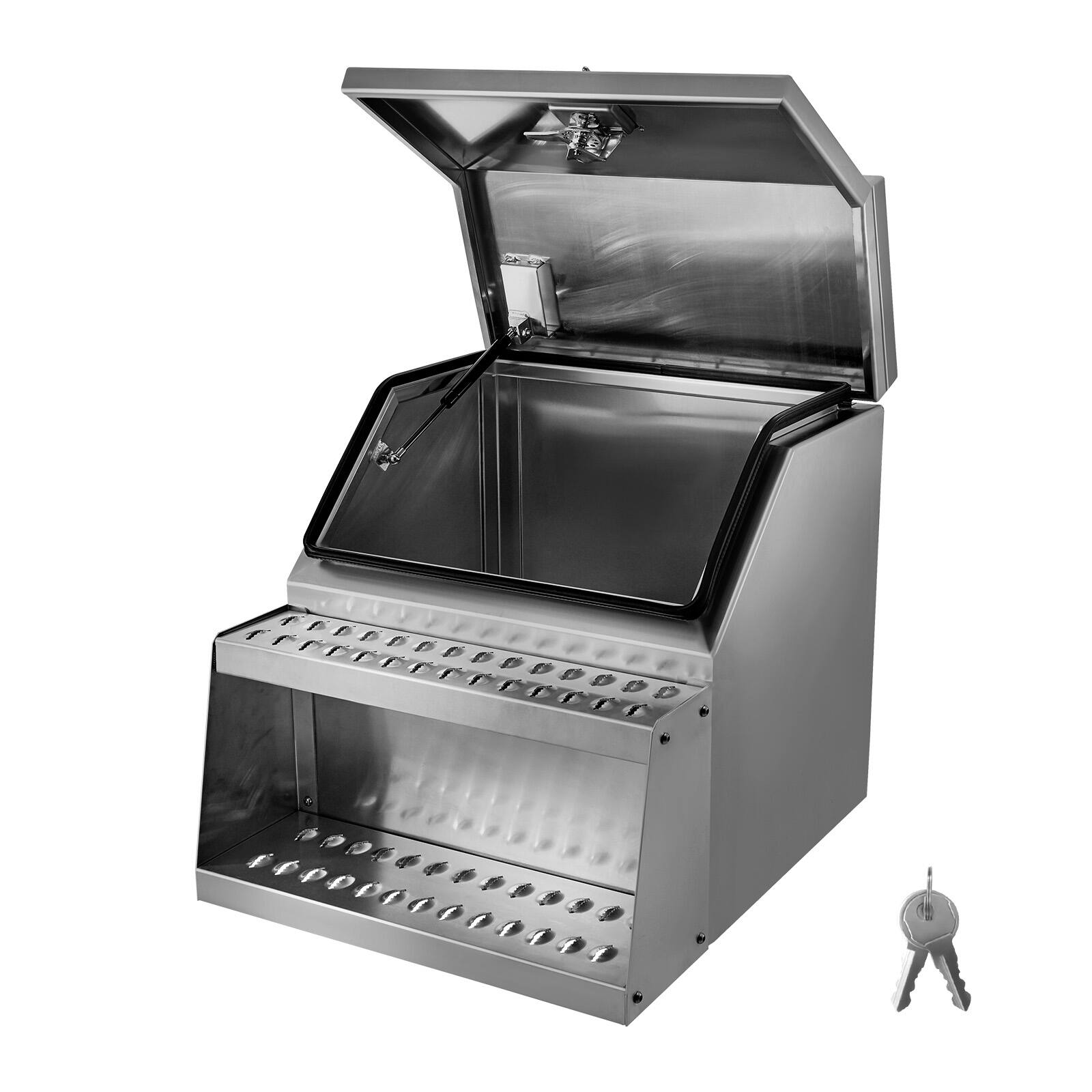 Alt View 5. VEVOR - Semi-Truck Step Tool Box, 24" x 27.5" x 25.4" Heavy Duty Aluminum Toolbox Side Mount, Waterproof Side Storage - Sliver.