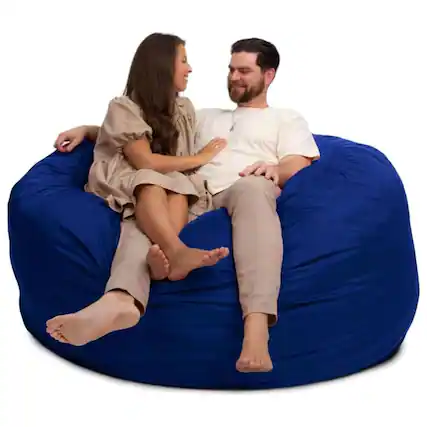 Front. Ultimate Sack - Ultimate Sack 6 Ft Foam Fill Washable Suede Cover Bean Bag Chair, Electric Blue - Electric Blue.