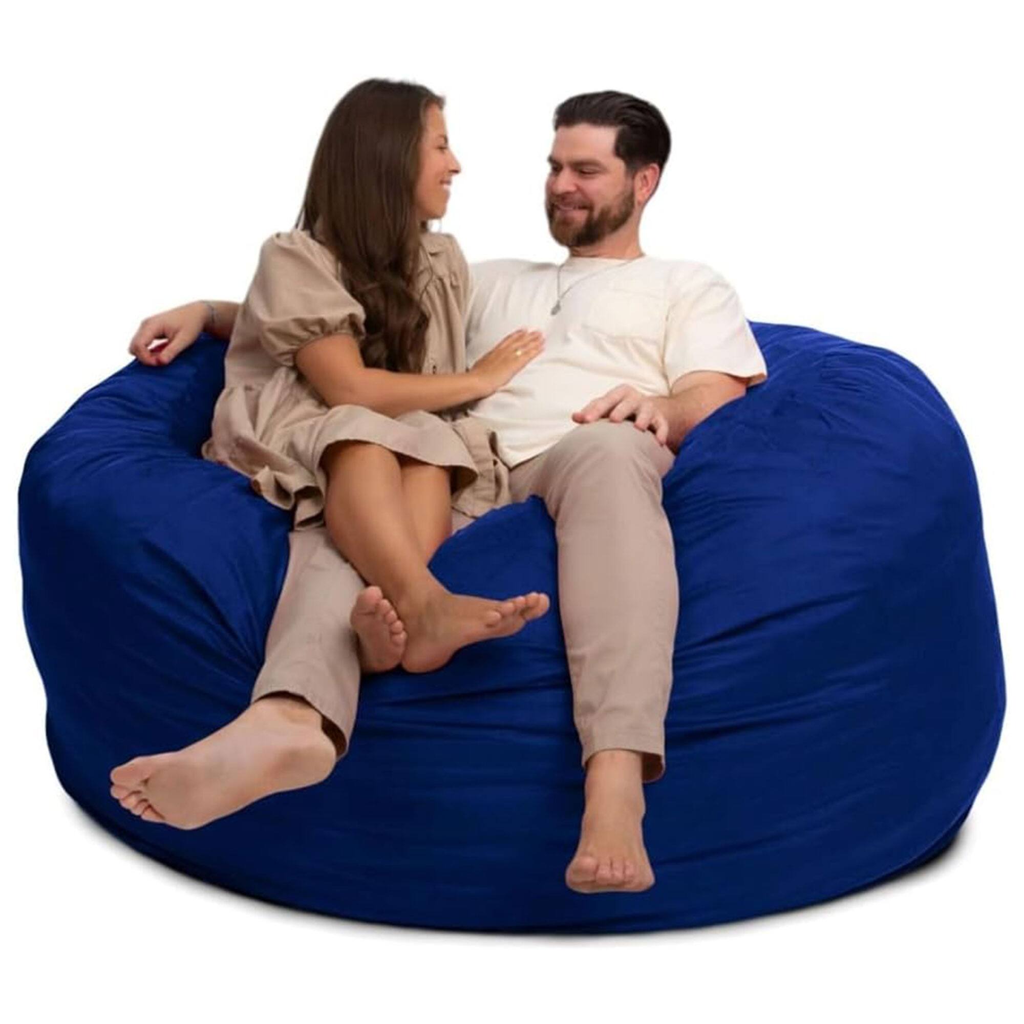 Front. Ultimate Sack - Ultimate Sack 6 Ft Foam Fill Washable Suede Cover Bean Bag Chair, Electric Blue - Electric Blue.