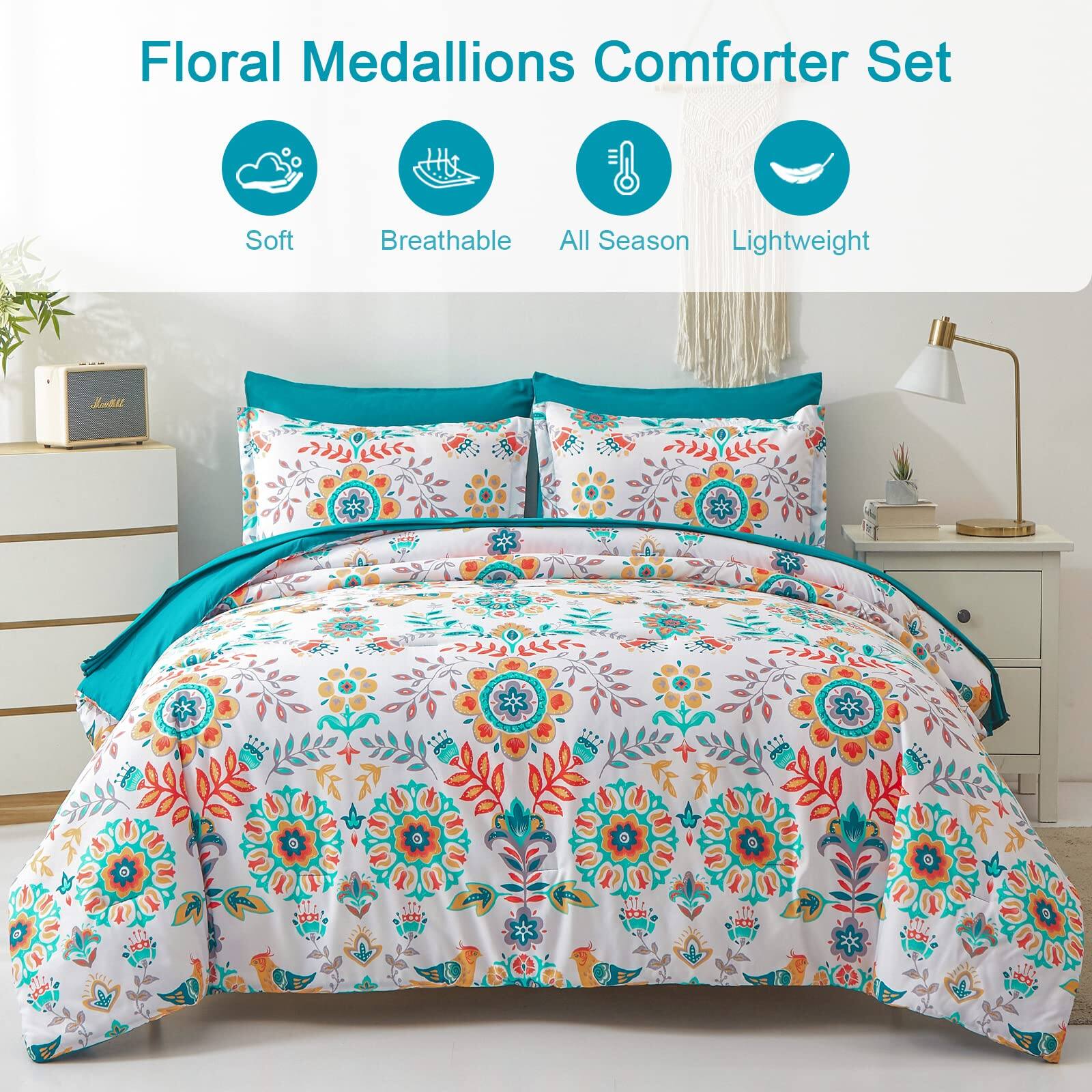 Floral Medallions Comforter Set

- Soft
- Breathable
- All Season
- Lightweight