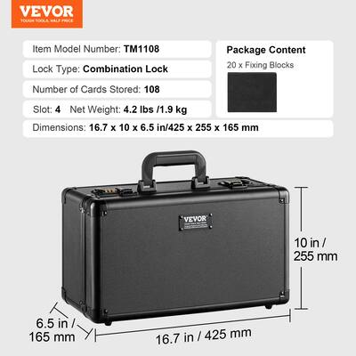 VEVOR Graded Card Storage Box, 4 Slots, Graded Sports Cards Holder Carrying Case with Coded Lock Foam Dividers Black TM1108 - Best Buy VEVOR Graded Card Storage Box, 4 Slots, Graded Sports Cards Holder Carrying Case with Coded Lock Foam Dividers Black TM1108 - Best Buy