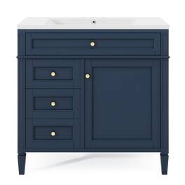 Boyel Living - 36 Inch Modern Bathroom Vanity with Top Sink Two Drawers Tip Out - Blue