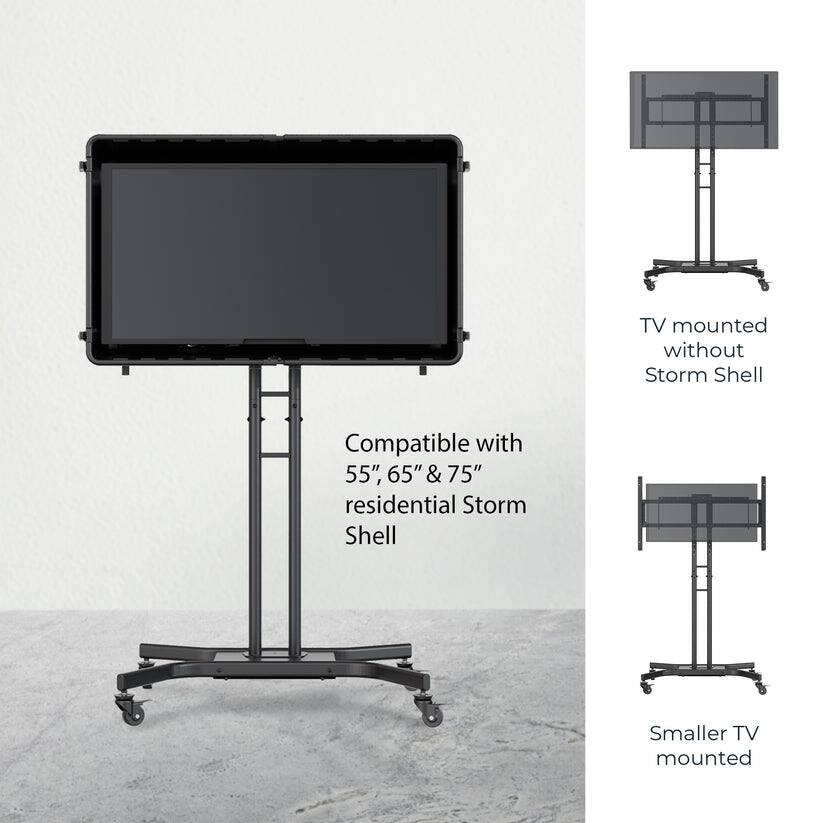 TV mounted without Storm Shell  
Compatible with 55", 65", 65" & 75" residential Storm Shell  
Smaller TV mounted