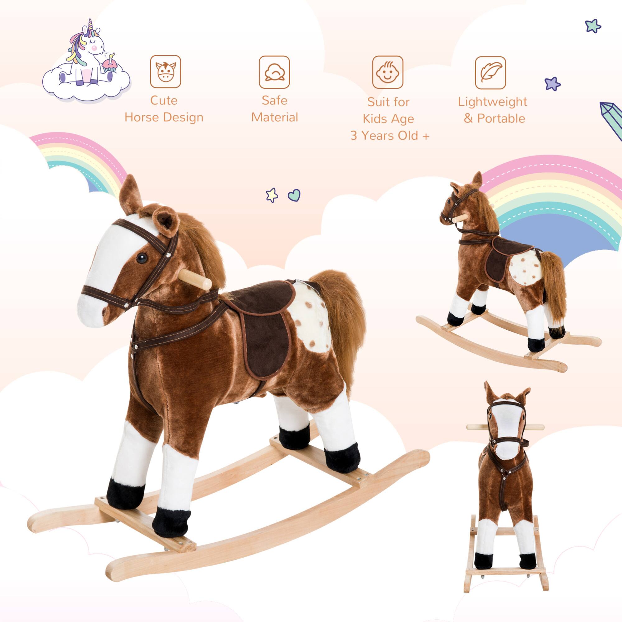 ELEMENT ACE Plush Rocking Horse Toy for Kids with Electronic Sounds and ...